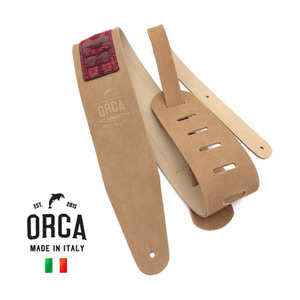 기타가죽스트랩 자카드스웨이드 와인 ORCA Made in Italy